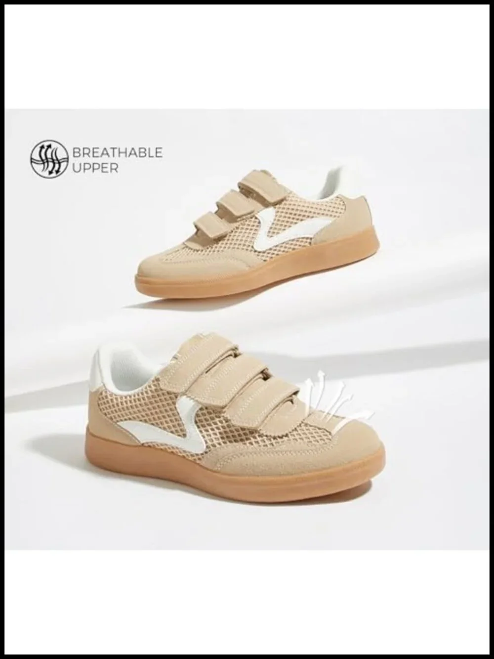 Women's Hook and Loop Lace-Up Fashion Sneakers Retro Walking Shoes Multi-Fabric